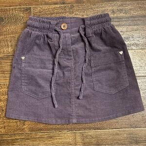 Kids Purple Corduroy Drawstring Skirt with Front Pockets